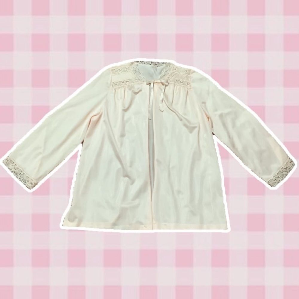 Vintage Pink Feminine Romantic Regencycore Coquette Dollette Satin Bedjacket L